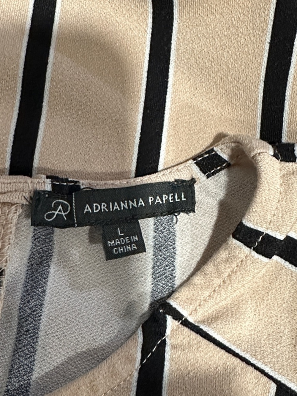 *ADRIANNA PAPELL* Lt. Pink x Black Vertical Stripe Tank Top Size Large - Picture 7 of 7
